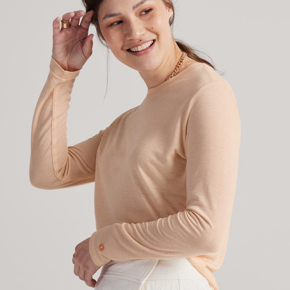 Allbirds Women\'s T-Shirt Beige - TrinoXO™ Long Sleeve - 70836SDXQ